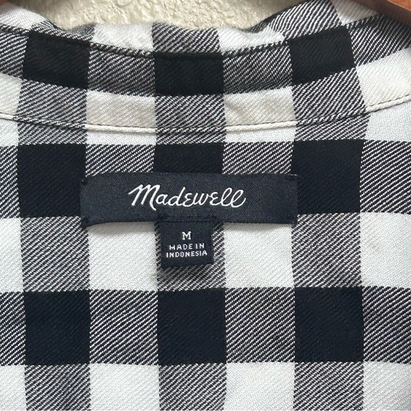 Madewell Women’s Black White Buffalo Check Plaid Long Sleeve Shirt Size Medium - Picture 7 of 9